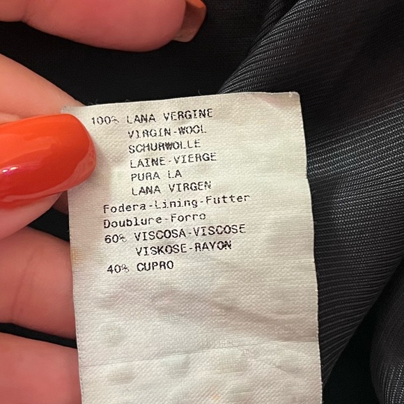 Armani Collezioni Black Wool Blazer Made in Italy Size 12 Button Up Ruffles - Picture 7 of 13